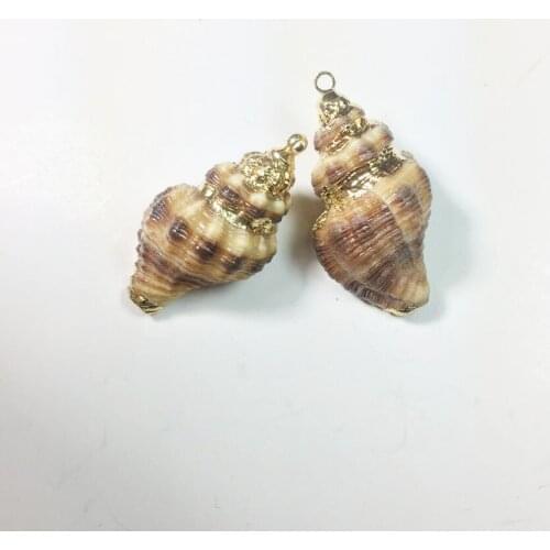 Eruifa Hot sell 5pcs 15-25mm Conch Natural Gold Shell Charms Wholesales necklace,earring bracelet jewelry DIY handmade