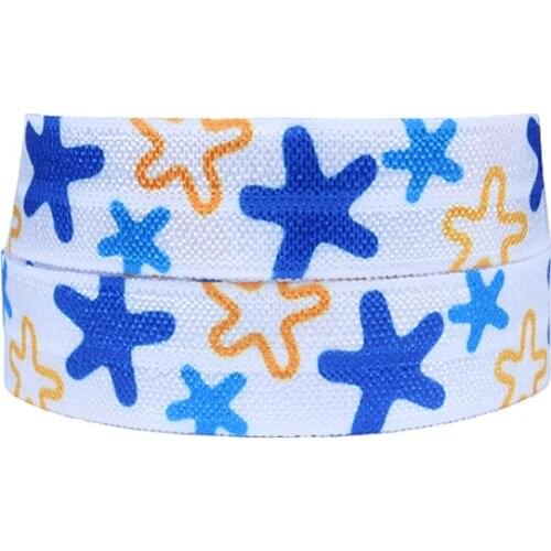 FLRA Elasticseafish cartoon fold over elastic ribbon printed for summer hairbands