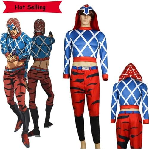 Anime JOJO Bizarre Adventure Cosplay Costumes Guido Mista Golden Wind Costumes Halloween Party Clothes Hat Jacket Pants Suits