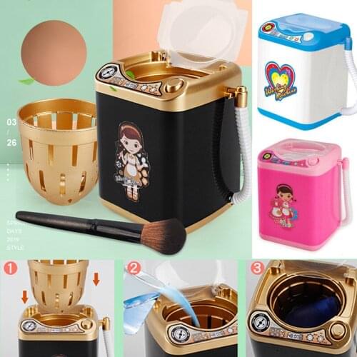 Mini Electric Washing Machine Children Pretend Role Play Makeup Brush Cleaner Device Educational Toys