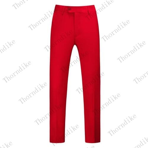 Thorndike 2020 New Mens Suit Pants Red Color Casual Business Pants Slim Fit Trousers Quality Mens Classic Groom Wedding Pants