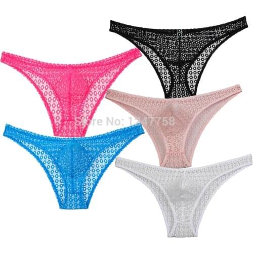 Men Underwear Transparent Net Underwear Bulge Underpants Mesh Bikini Briefs Fashion Low Waist Brief Sexy Lingerie