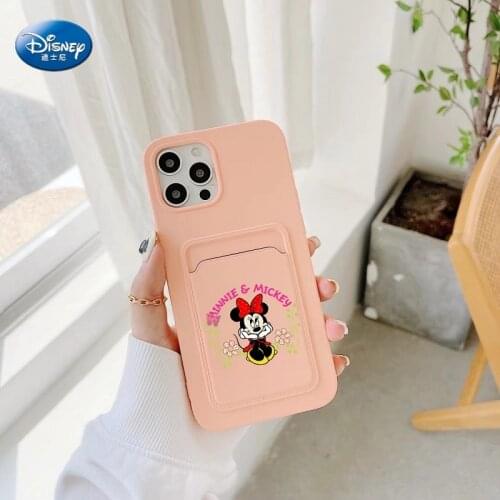 New Disney Mickey Minnie Daisy Card Holder Phone Case iPhone 11 12 Pro Max 12 XS Max XR 7 8 Plus Soft Silicon Wallet Back Cover