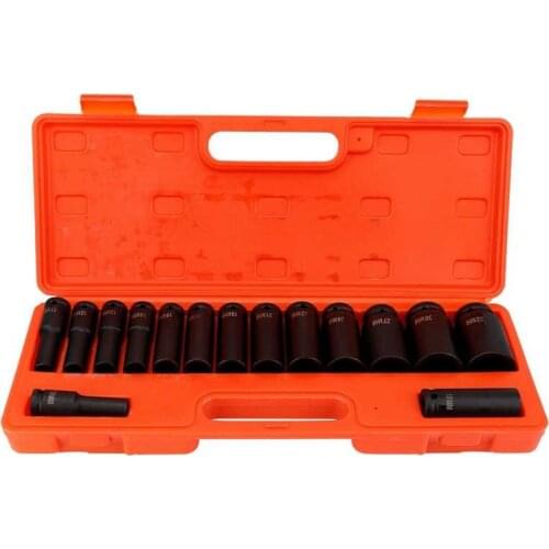 15 pcs 1/2 Inch Drive Deep Impact Socket Set 10-32mm Socket Hand Tool Set for Garage Workshop Automobile Car Repair Tool