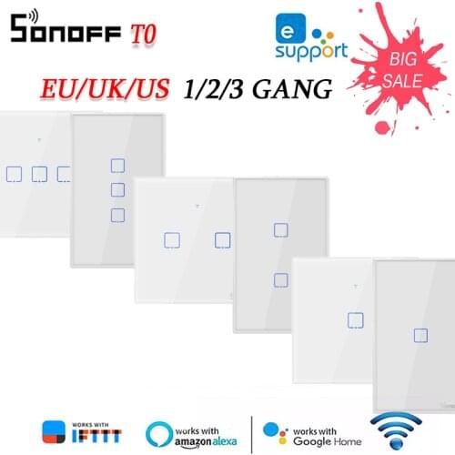 SONOFF T0 TX Wifi Wall Switch Smart Switch Wireless Relay Module Smart Home Ewelink APP/Voice Remote Control Touch Light Switch
