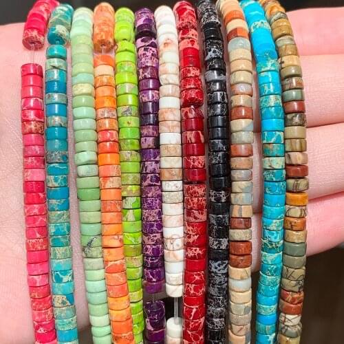 Natural Stone Round Sea Sediment Imperial Jaspers Turquoises 2x4mm Rondelle Spacer Beads for Jewelry Making Diy Bracelet 15 Inch