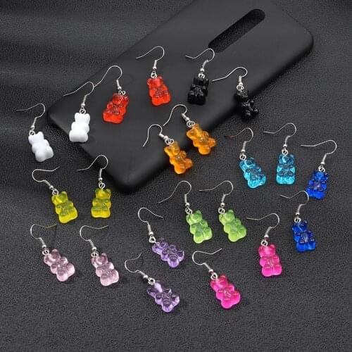 Original retro minimalism pendant earrings jelly multicolor bear drop earrings fashion minimalist earrings for women