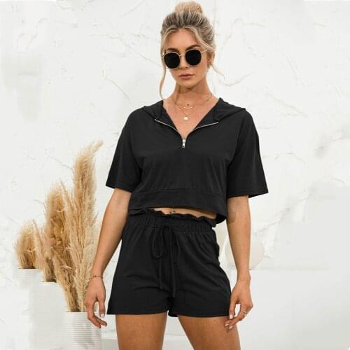 Outsuits Femme Tracksuit Women Short Hooded And Shorts Two Piece Set Women Summer Hoodie Zipper Shorts Sets Conjuntos De Mujer