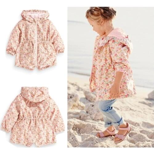 On sale!-kids/children/girls ditsy floral parka, windproof / waterproof trench, spring/summer jacket, size 9M to 6Y
