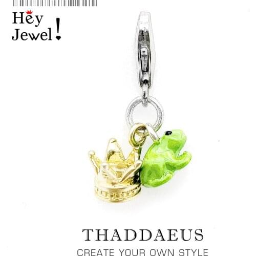 Pendentif Argent Frog Charm Crown & Animal Pendant Fit Designer Fashion Bracelet Bangle Diy 925 Sterling Silver Jewelry
