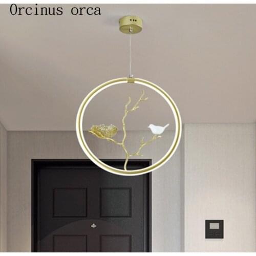 Modern minimalist Iron Art bird Chandelier living room study Gallery Chinese landscape painting LED Chandelier free shipping