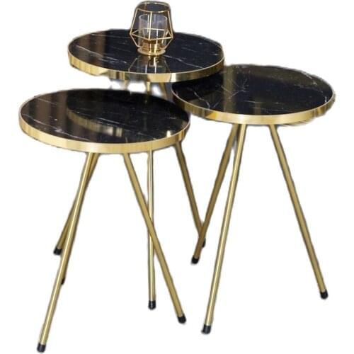 Modern Zigon Coffee Table 3 Pcs Nordic Gold Metal Toe At Mount Side CoffeeService Table Round Living Room beds mesa centro