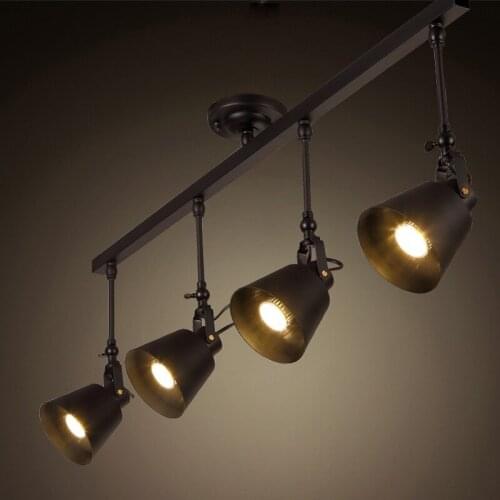 Vintage Loft Ceiling Light 1/2/3/4heads Creative Loft Track Lamp cloth shop coffee bar Lighting fixture