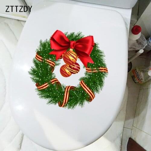 ZTTZDY 22.5×22.2CM Christmas Bell Branches Ring Home Wall Decoration Creative Cartoon Toilet Stickers T6-0291