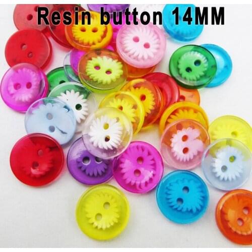 100PCS 14MM Dyed RESIN flowers shape buttons coat boots sewing clothes accessory brand button round P-216