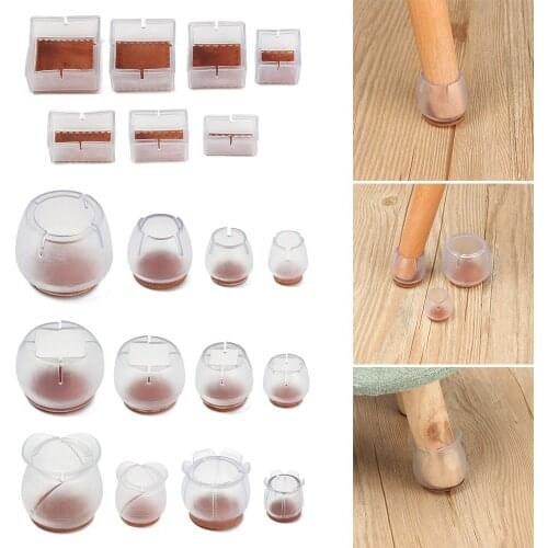 12Pcs/lot Silicone Thick Wear-resistant Anti-slip Furniture Mute Wood Floor Table Feet Cover Floor Protector Chair Leg Cap Pad