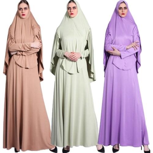 2PCS Tradition Muslim Women Prayer Niqab Burka Saudi Arabia Hijab Dress Abaya Set Islamic Khimar Hajj Umrah Ramadan Worship Robe
