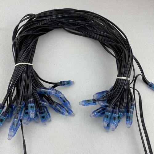 24 inches(60cm) DC12V bullet 12mm WS2811 RGB led pixel node;all BLACK 18AWG)wire,IP68;with 0.2m 13.5mm pigtail
