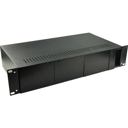 2U 14 Slots 19 inch Rack Mount Chassis Dual Power Supply Optical Fiber Media Converter Chassis upto 14 Slots