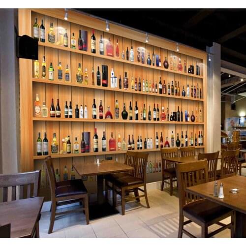 3d European retro wine cabinet wine bar bar counter background wallpaper front hotel restaurant large 8D mural wall covering