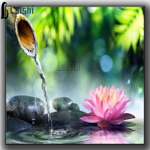 5D DIY Diamond Painting Lotus Flower Bamboo Zen Stones spa Diamond Embroidery Sale Diamond Full cross stitch Home Decoration