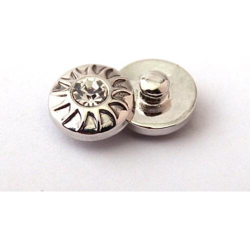 Free shipping Mini 1.2cm alloy crystal Sun CZ charm DIY snap button metal charms