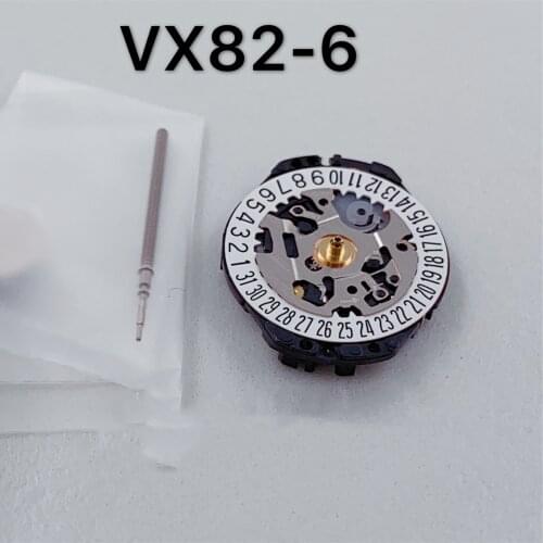 Watch accessories new original Japanese VX82E movement VX82 three pin six point window calendar quartz movement without batterie