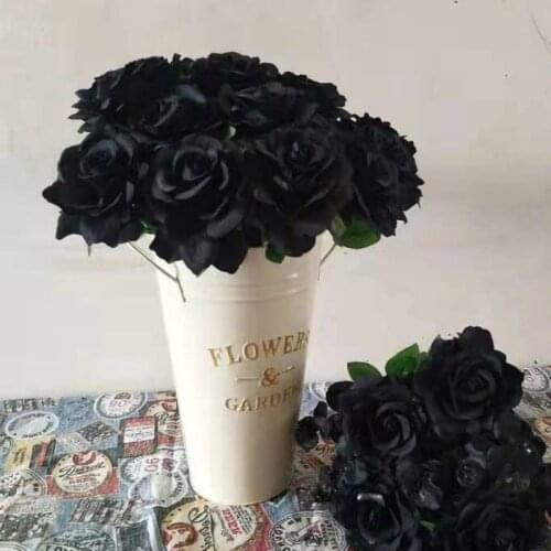 50cm Black Artificial Roses Branch Flowers Wedding Home Decoration Flannel Fabric Cute Pink Fake Flowers 8 Colors To Choose From