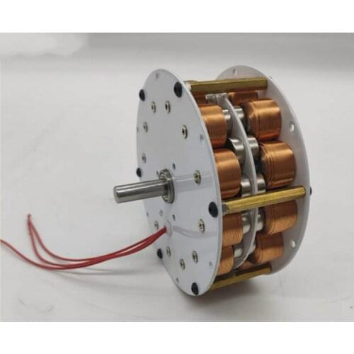 80W-100W Double-layer Disc Generator with Iron Core Multi-pole Strong Magnetic Three-phase AC Power Generation