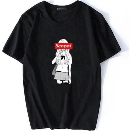 Hip hop Senpai Anime Girl Nerdy Funny Print Casual T Shirt Men And Women Manga Streetwear Unisex Harajuku Mens T-shirt Clothes
