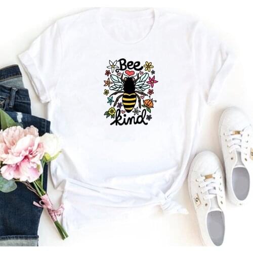 Bee Kind Printing Tshirt Women Cute Honeybee Graphics Tee Shirt Femme Fashion Vintage T-shirt Women Harajuku Tops Women T Shirt