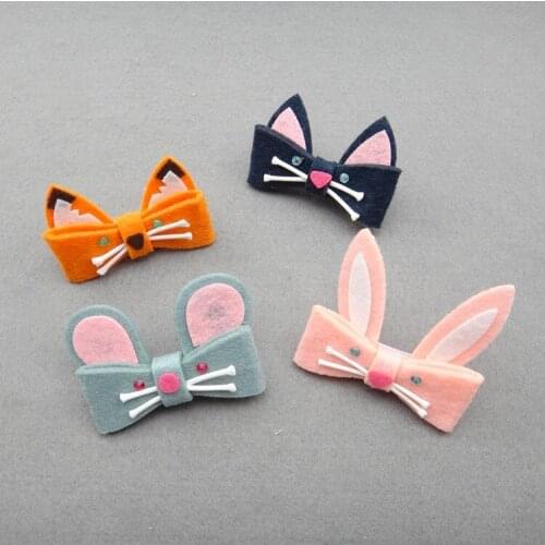Boutique 20PCS Fashion Cute Felt Fox Cat Rabbit Bunny Hairpins Solid Kawaii Bowknot Girls Hair Clips Headwear Hair Accessories