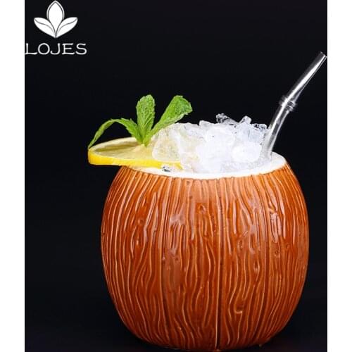 500ml Ceramic Mug Coconut Shape Mug For Gifts Cups Hawaii Tiki Mugs Cocktail Cup Beer Beverage Mug Wine