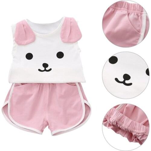 2PCS Kids Baby Girls Cute Dog Cartoon Vest Top Shorts Pants Suits Clothes Girls Clothing Sets Summer Cute Cartoon clothing