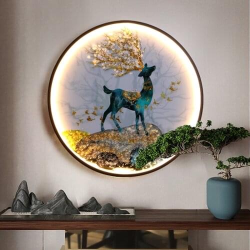 New Chinese style Wall Lamp Round LED Indoor LED Bedside Sconce Light Decor Wall Light For Bedroom Living Room Loft Stair Lamp