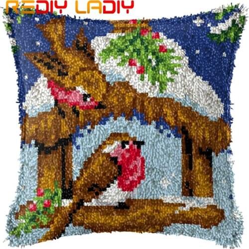 Latch Hook Cushion Princess Girl Printed Canvas Cushion Front Acrylic Yarn Crochet Pillow Case Kit Sofa Bed Pillow Home Decor