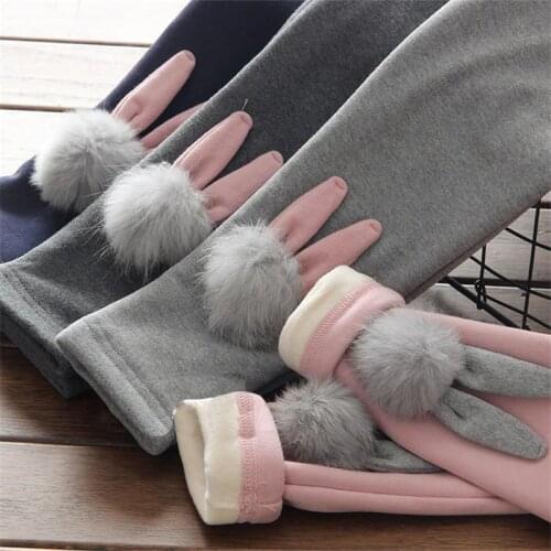 Girl Legging Winter Warm Children Thicken Pants Cotton Kids Fleece Trousers For Baby Girls Leggings Velvet Rabbit Ear Fur Ball