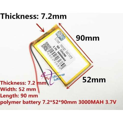 725290 3.7V 3000mah 705090 Lithium polymer Battery with protection board For PDA Tablet PC Digital Product Free Shipping