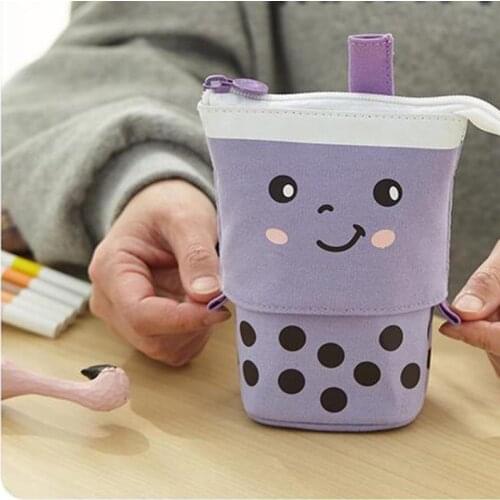 Cute Pencil Case Standing Pen Holder Telescopic Makeup Pouch Pop Up Cosmetics Bag for Girls Students Women Adults M56
