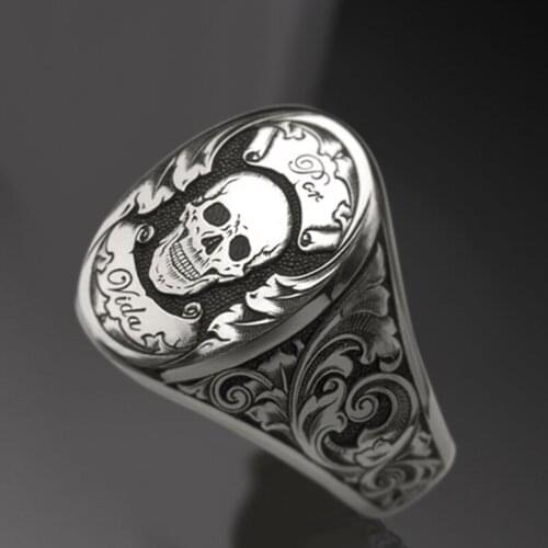 New Hot Exaggerated Skull Ring Mens Gothic Personality Punk Pattern Ring Accessories Party Jewelry Size 7-12