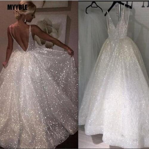 202 New wedding backless cheap wedding dress v neck Spaghetti Straps Bridal vestido de noiva gelinlik Arabic mariee shiny