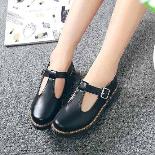 New Fashion Round Toe Womens Flats Shallow Mouth Mary Jane Women Flats Concise Ankle Strap Ladies Casual Flat Shoes Size 34-43
