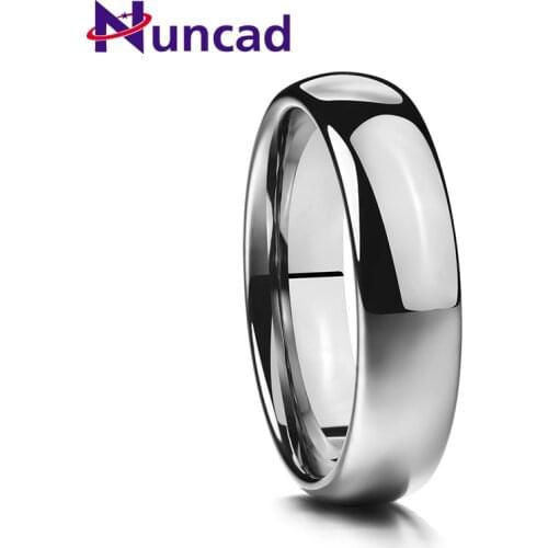 Nuncad 6mm Classic polished dome tungsten carbide ring T118R silver color Man Finger Rings anel masculino free shipping
