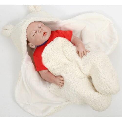 Newborn Baby Blanket Swaddle Wrap Winter Cotton Plush Hooded Sleeping Bag 0-12M