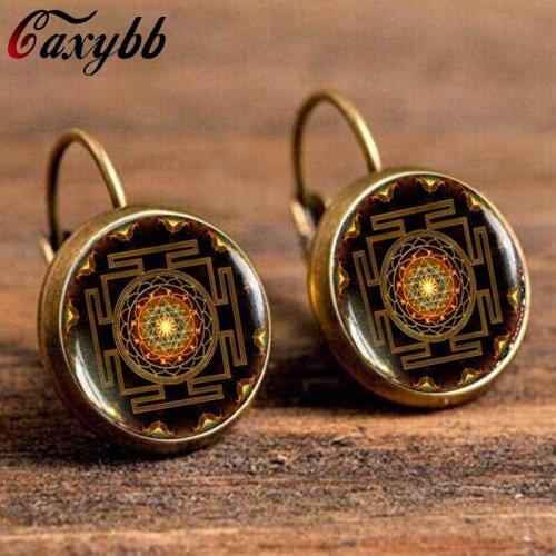 A pair of Sri Yantra earrings Geometry Sacred Sri Yantra earring for women Jewelry Wholesale