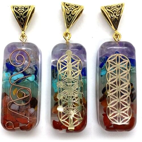 Natural Stone Pendant Combination Fashion Exquisite Jewelry Pendant Chakra Power Stone Amulet Aura Stone Jewelry Accessories