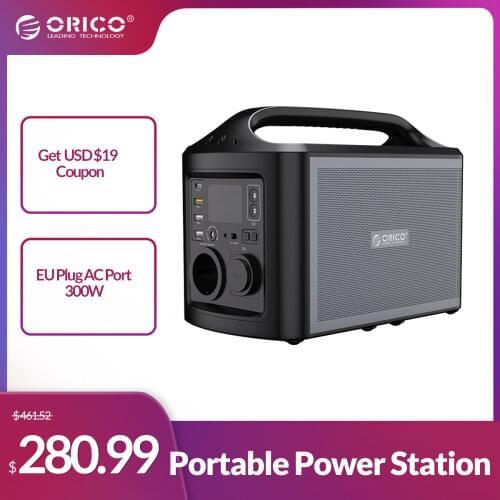 ORICO Portable Power Station 300W Backup Rechargeable Lithium Battery Pure Sine Wave AC Outlet for Outdoors Camping Travel