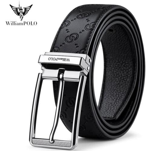 WILLIAMPOLO Belt mens business buckle mens leather belts fashion youth belts