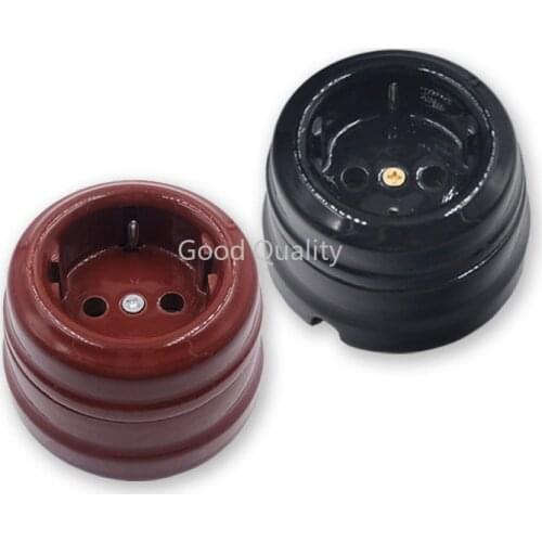 2pcs Home Improvement European Ceramic Socket EU Retro Wall Outlet Power Electrical Socket Free Shipping