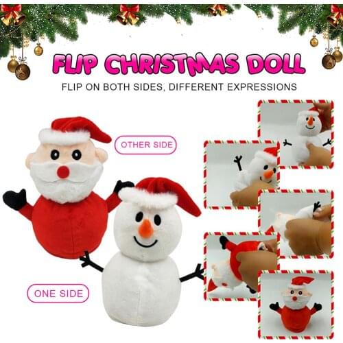 Santa Claus Flip Transform Snowman Ragdoll Double-Sided Flip Christmas Doll Decoration Childrens Christmas Gifts